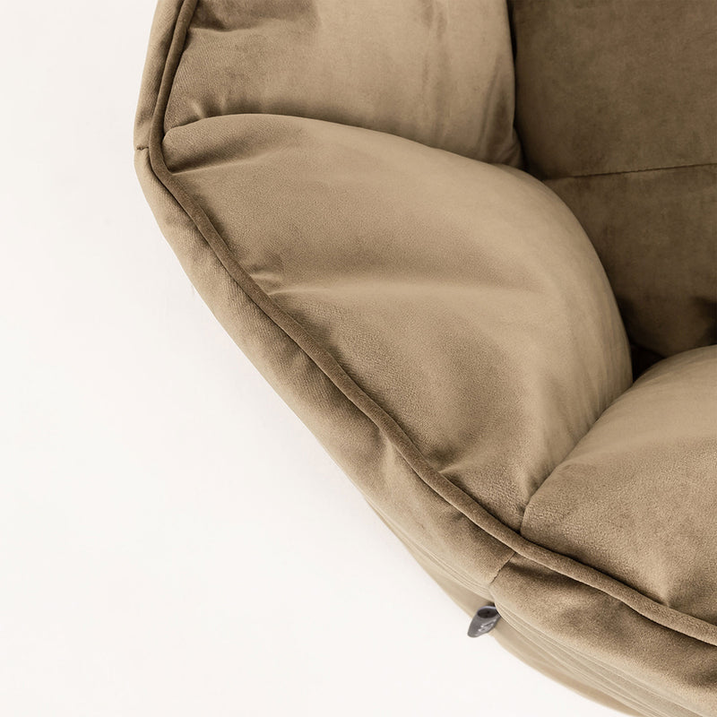 Sirena Velvet Bean Bag Accent Chair - Mocha Brown