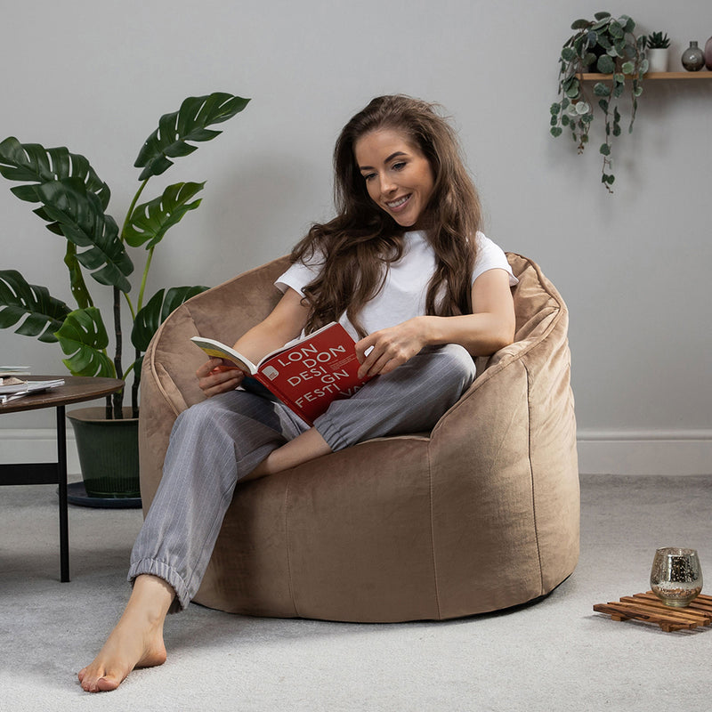 Sirena Velvet Bean Bag Accent Chair - Mocha Brown