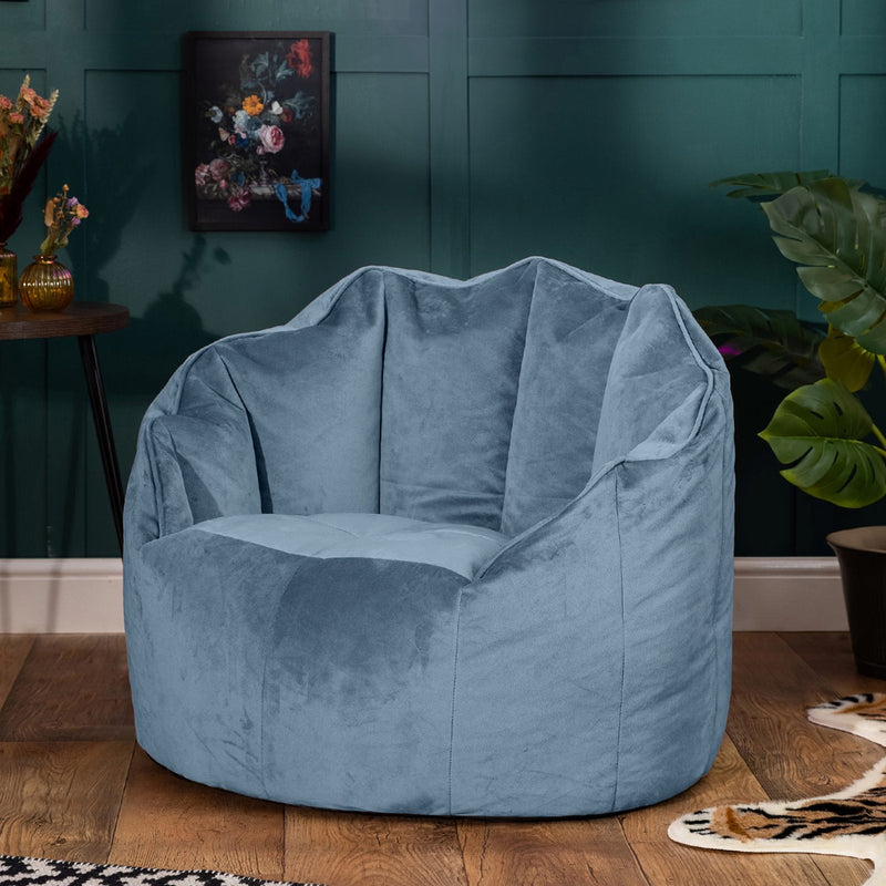 Sirena Velvet Bean Bag Accent Chair - Light Blue