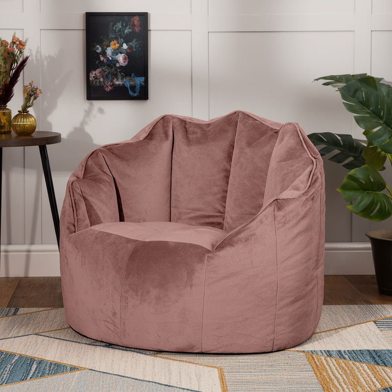 Sirena Velvet Bean Bag Accent Chair - Pink