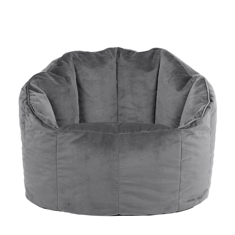 Sirena Velvet Bean Bag Accent Chair - Charcoal Grey