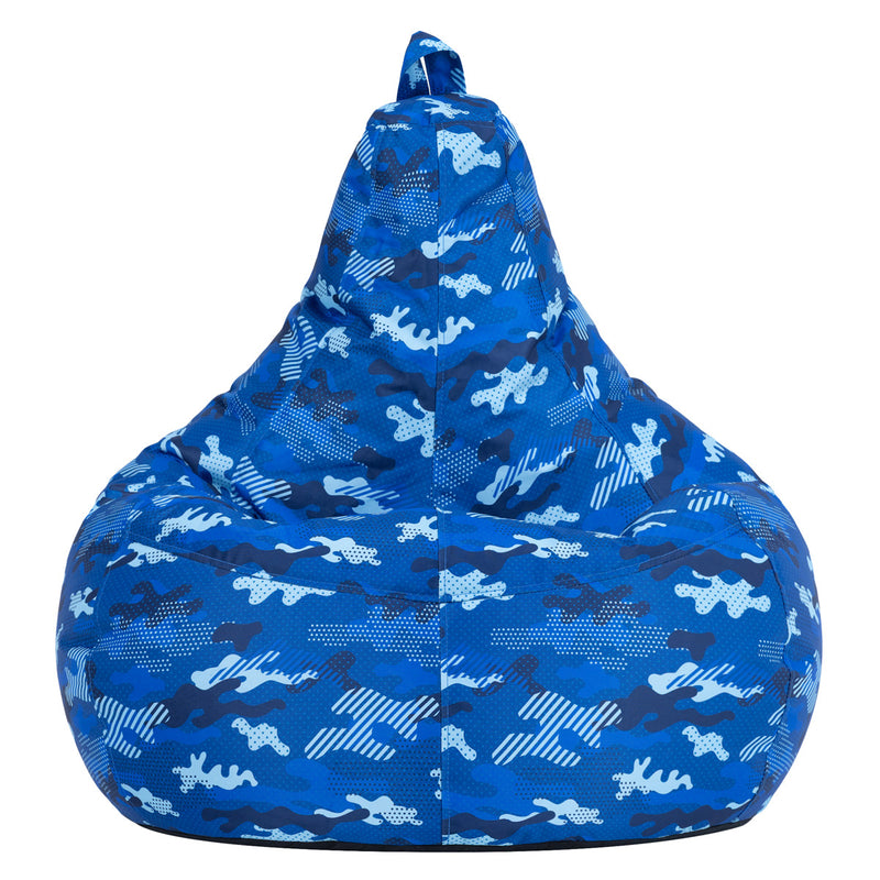 Gaming Water-Resistant High Back Bean Bag - Blue Camo
