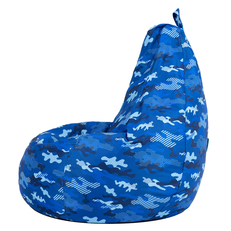 Gaming Water-Resistant High Back Bean Bag - Blue Camo