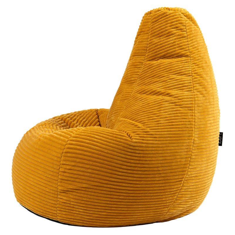 Dalton Cord High Back Bean Bag Recliner - Ochre Yellow