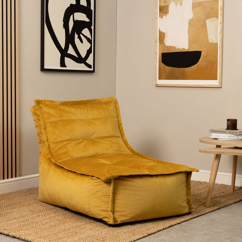 Dolce Velvet Lounger Bean Bag - Ochre Yellow