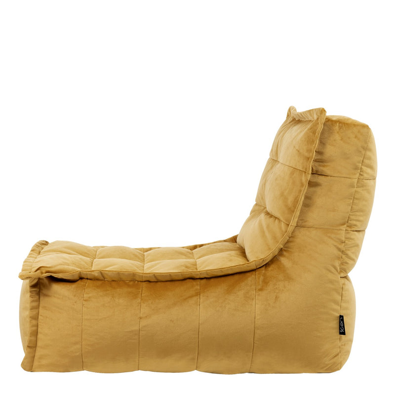 Dolce Velvet Lounger Bean Bag - Ochre Yellow