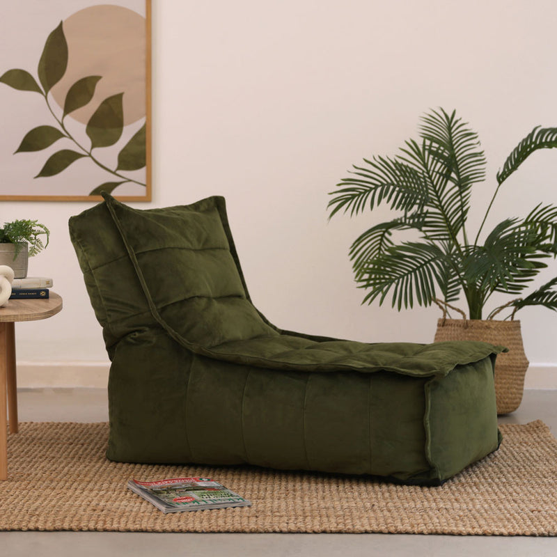 Dolce Velvet Lounger Bean Bag - Olive