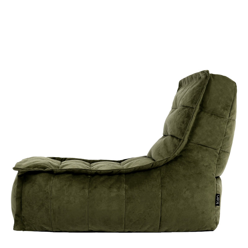Dolce Velvet Lounger Bean Bag - Olive