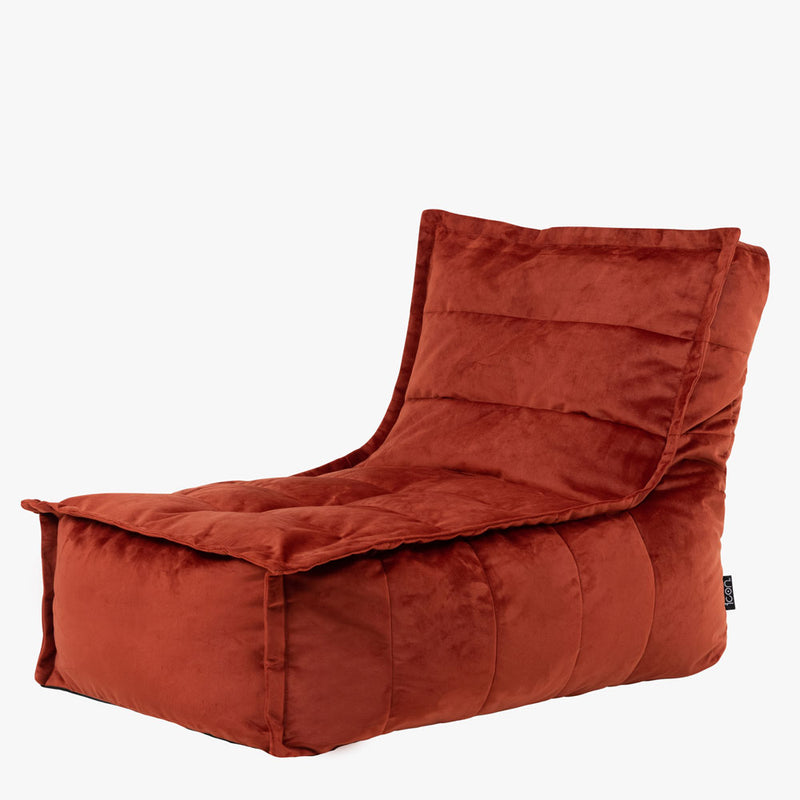 Dolce Velvet Lounger Bean Bag - Terracotta