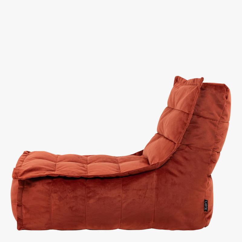 Dolce Velvet Lounger Bean Bag - Terracotta