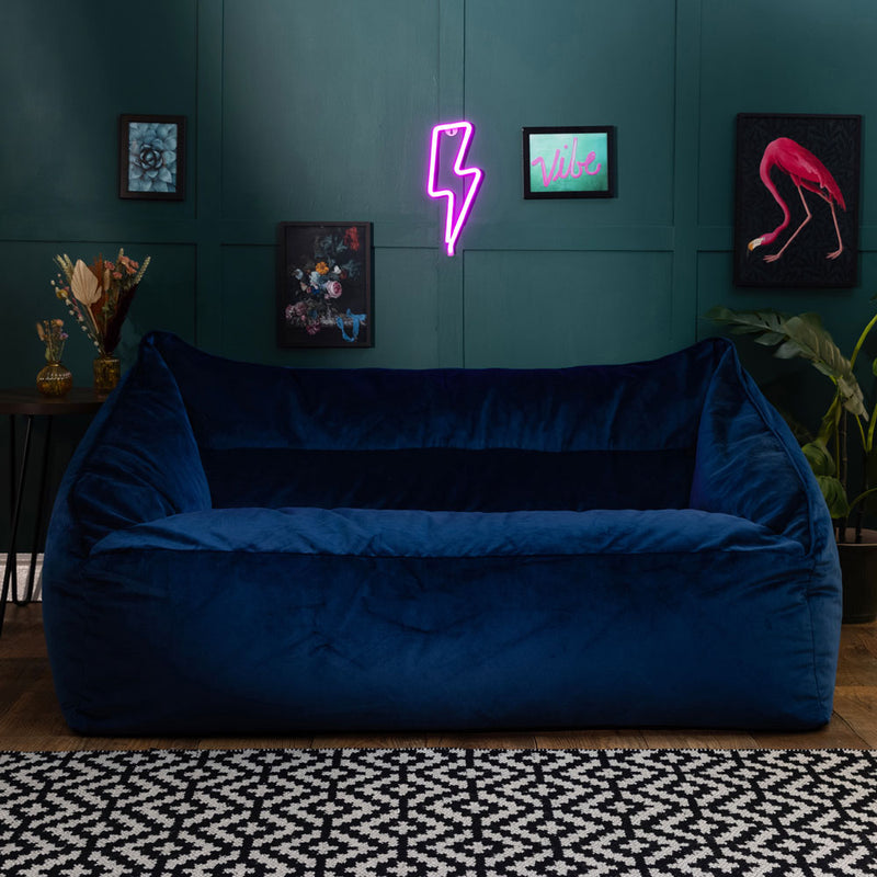 Cecilia Velvet Loveseat Bean Bag - Navy Blue