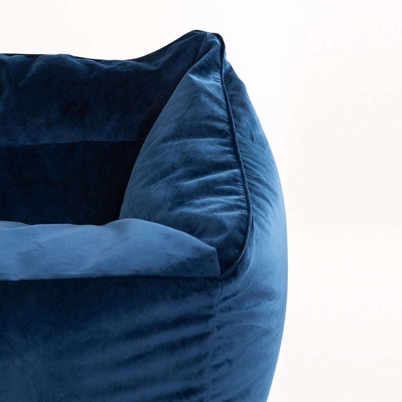 Cecilia Velvet Loveseat Bean Bag - Navy Blue