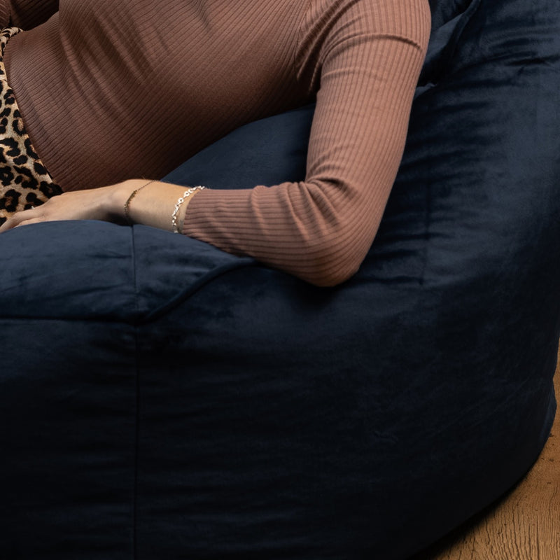 Cecilia Velvet Loveseat Bean Bag - Midnight Blue