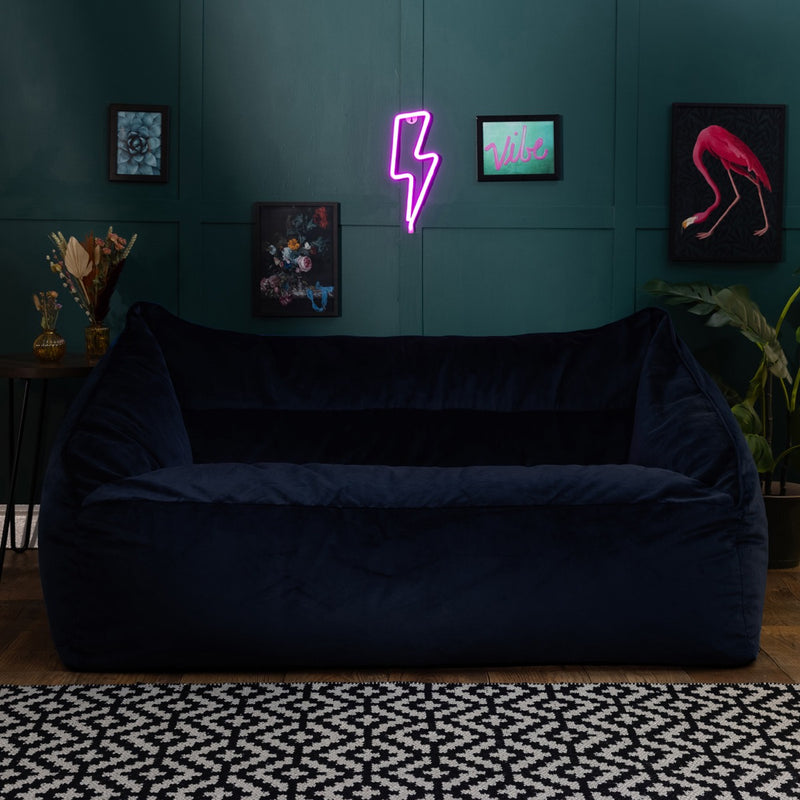 Cecilia Velvet Loveseat Bean Bag - Midnight Blue