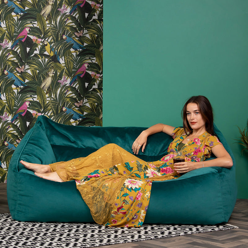 Cecilia Velvet Loveseat Bean Bag - Teal