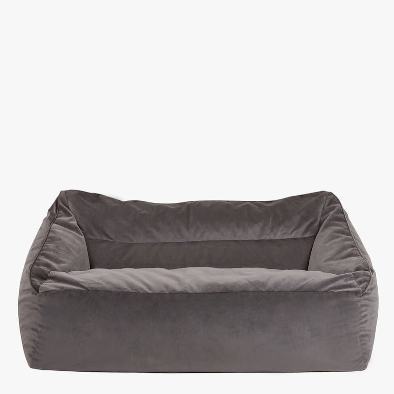 Cecilia Velvet Loveseat Bean Bag - Charcoal Grey