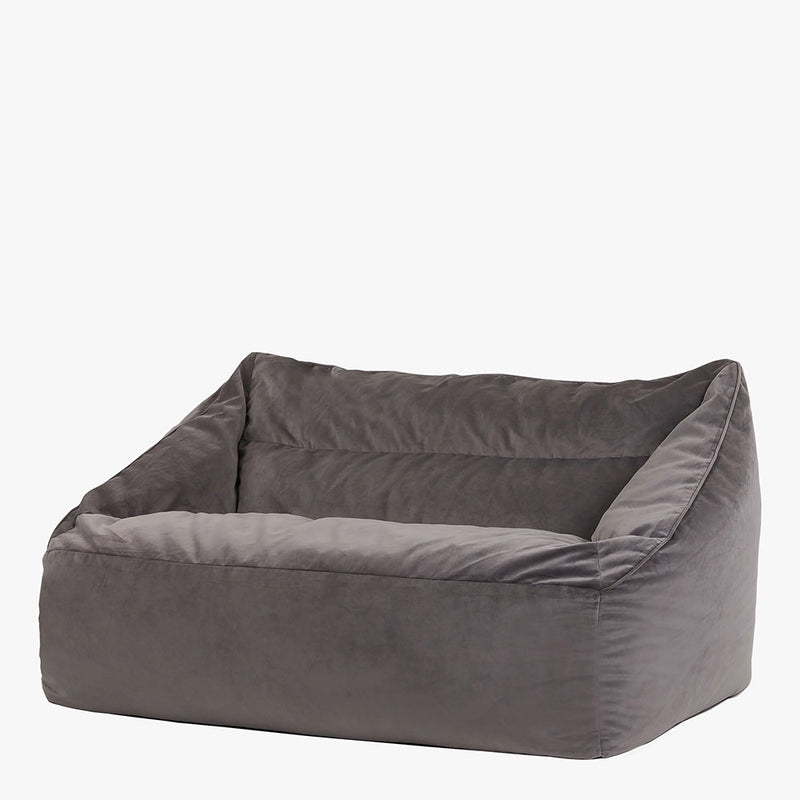 Cecilia Velvet Loveseat Bean Bag - Charcoal Grey