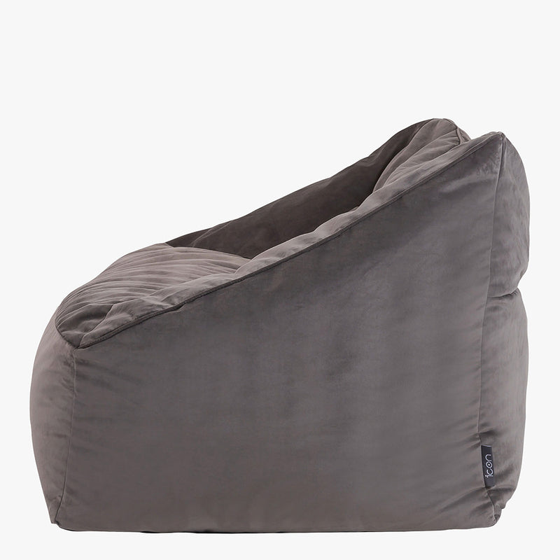 Cecilia Velvet Loveseat Bean Bag - Charcoal Grey