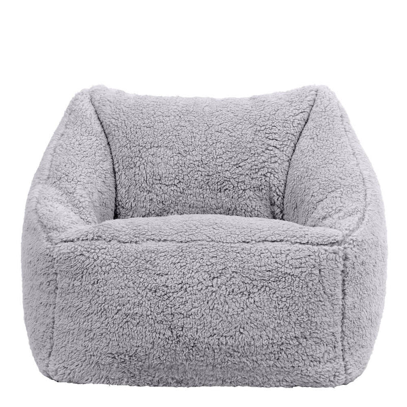 Kids Natalia Teddy Fleece Armchair Bean Bag - Grey
