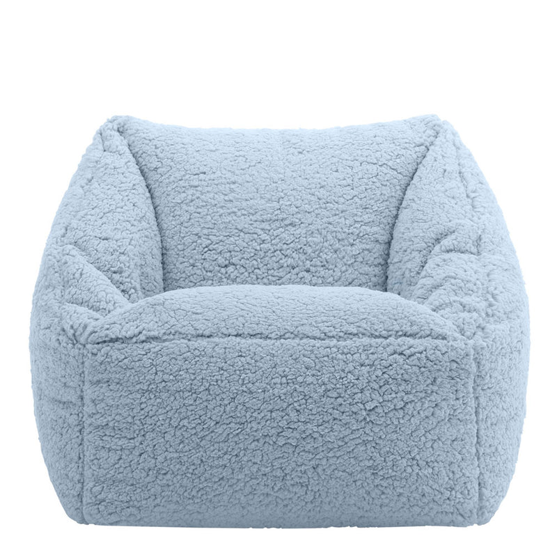 Kids Natalia Teddy Fleece Armchair Bean Bag - Light Blue