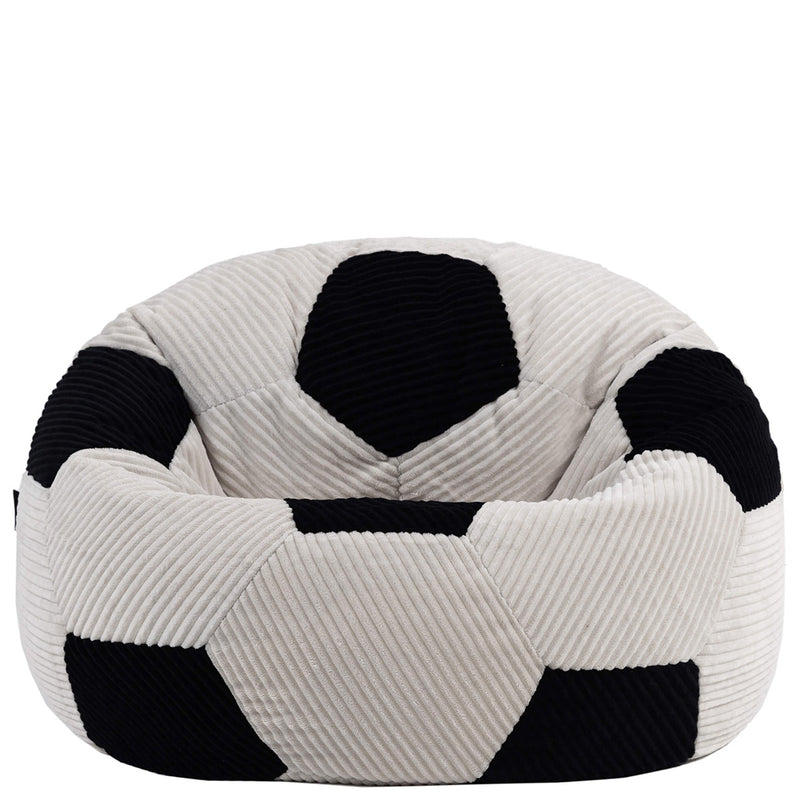 Kids XL Football Print Corduroy Classic Bean Bag - Black