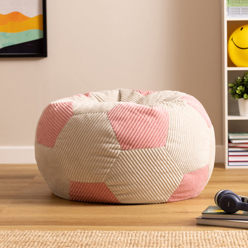 Kids XL Football Print Corduroy Classic Bean Bag - Pink