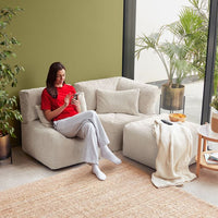 Noa Modular Jumbo Cord Bean Bag Sofa - Stone