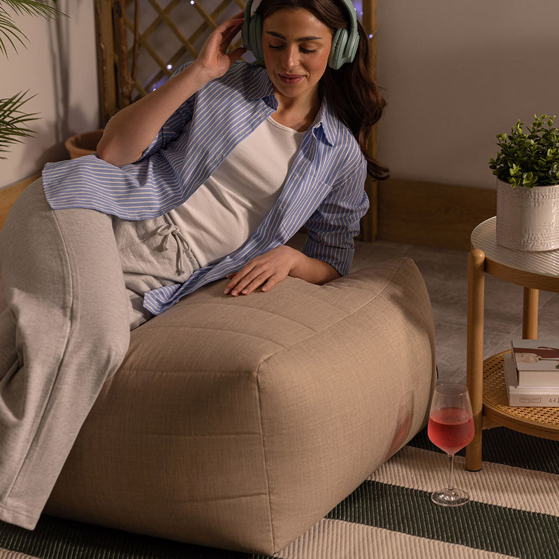Noa Modular Bean Bag Footstool - Outdoor Woven - Natural