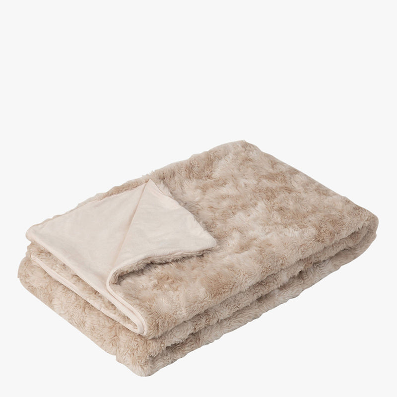 Luxury Faux Fur Throw Blanket - Natural