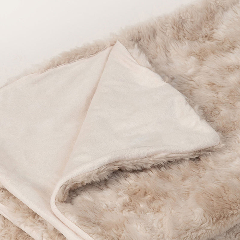 Luxury Faux Fur Throw Blanket - Natural