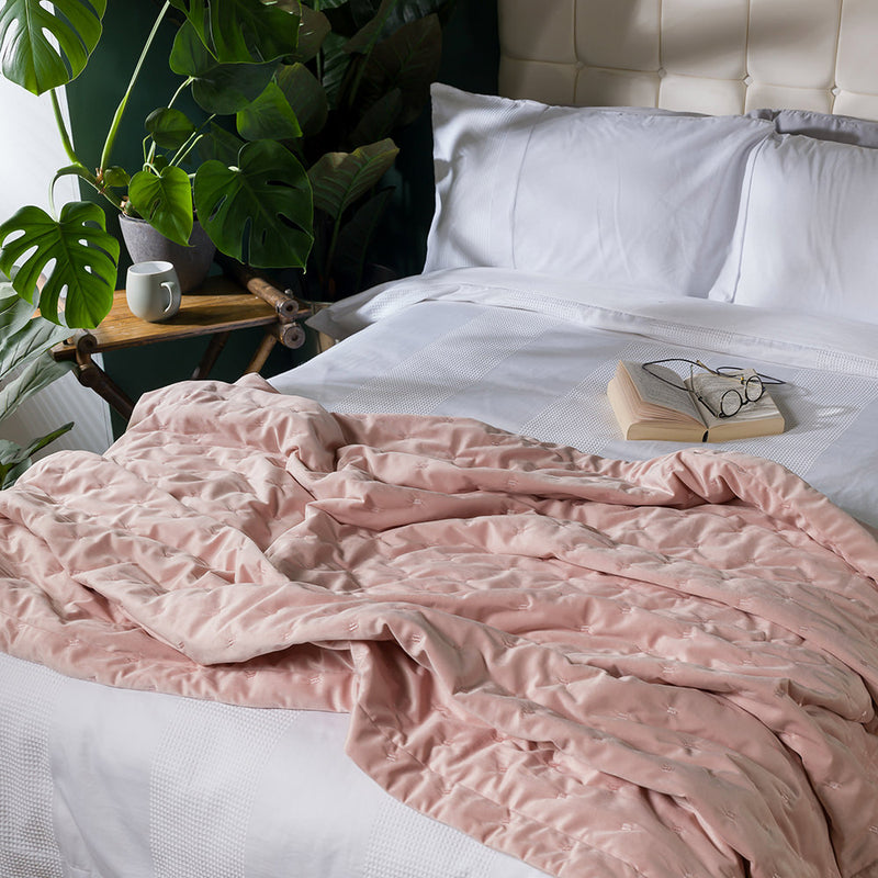 Rosa Quilted Velvet Throw - Rose Dust Pink