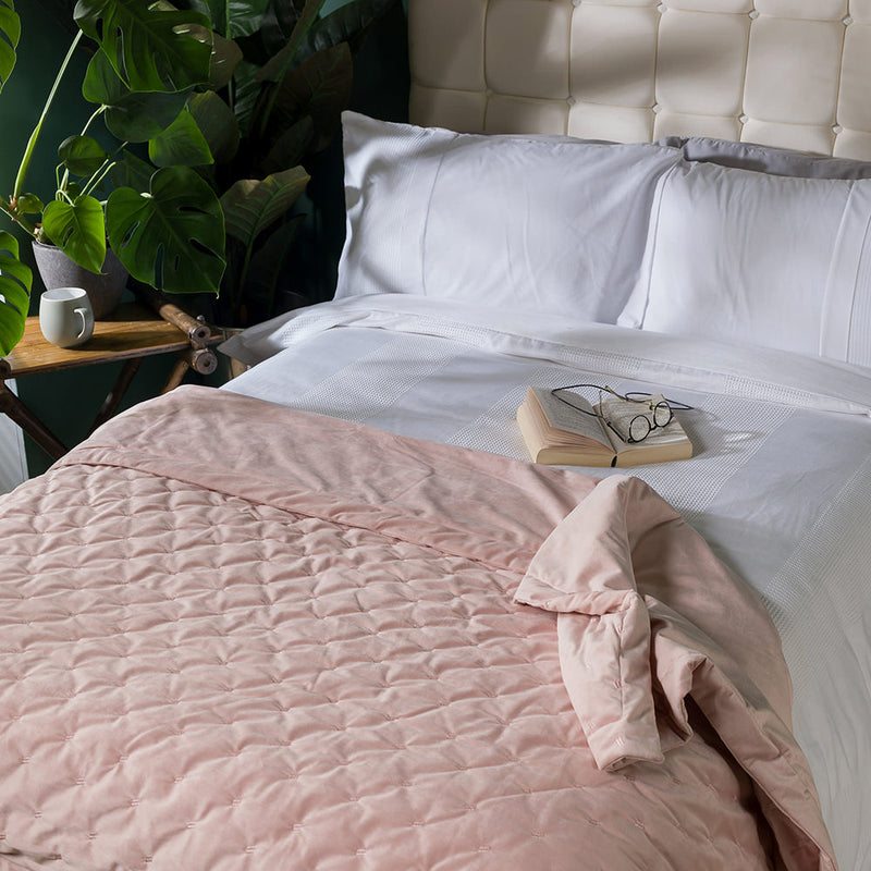 Rosa Quilted Velvet Throw - Rose Dust Pink
