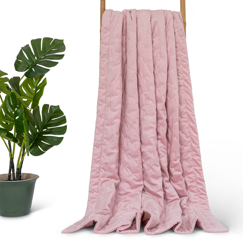 Rosa Quilted Velvet Throw - Rose Dust Pink