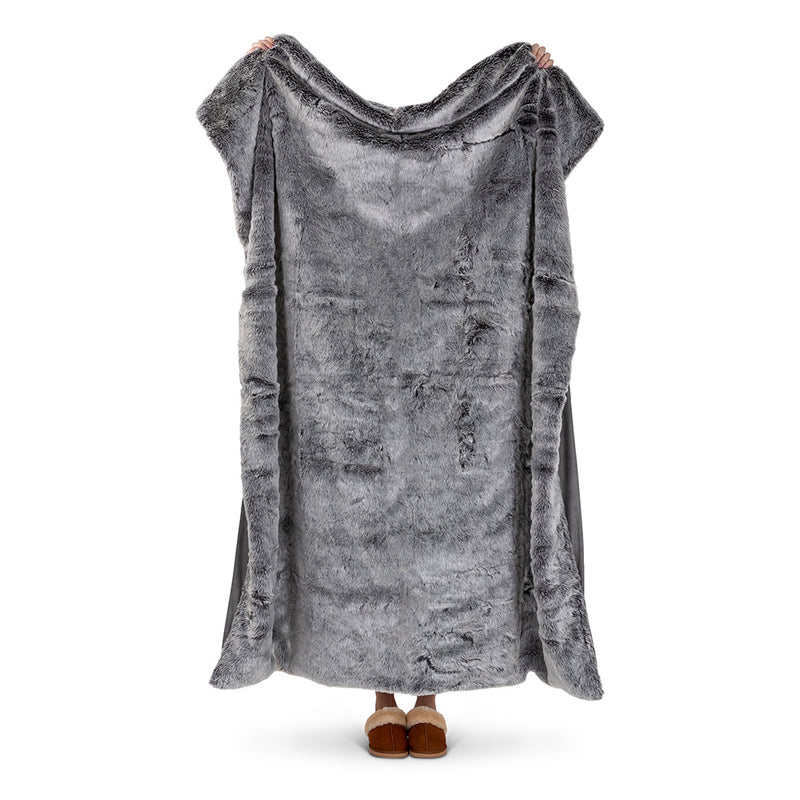 Luxury Faux Fur Throw Blanket - Grey