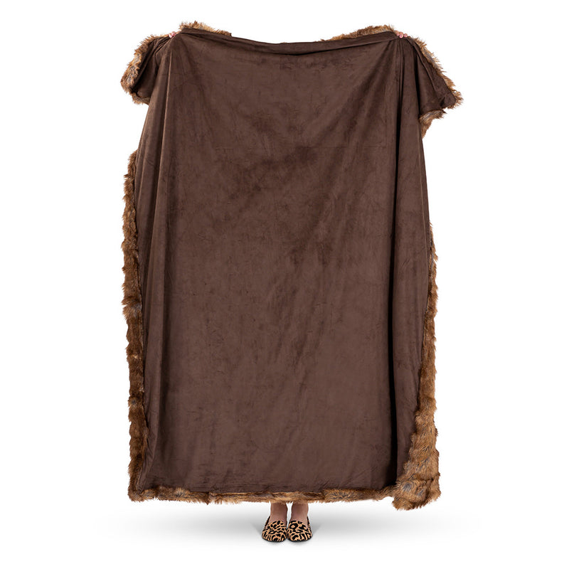 Luxury Faux Fur Throw Blanket - Brown