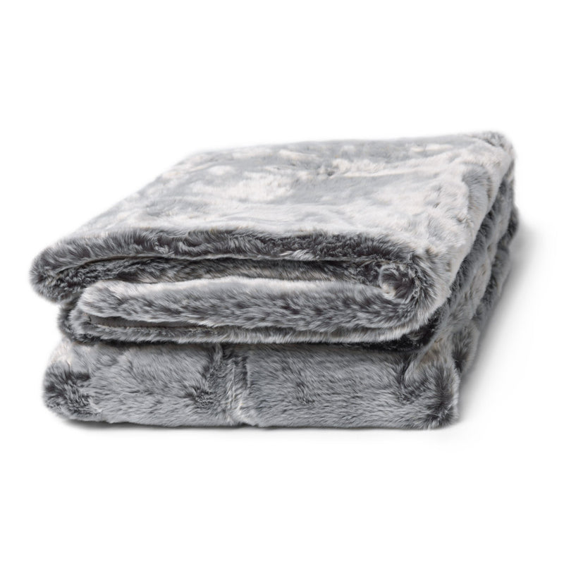 Luxury Faux Fur Throw Blanket - Grey