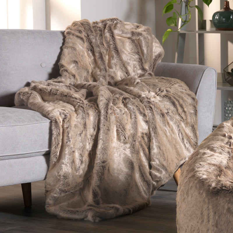 Luxury Faux Fur Throw Blanket - Mink