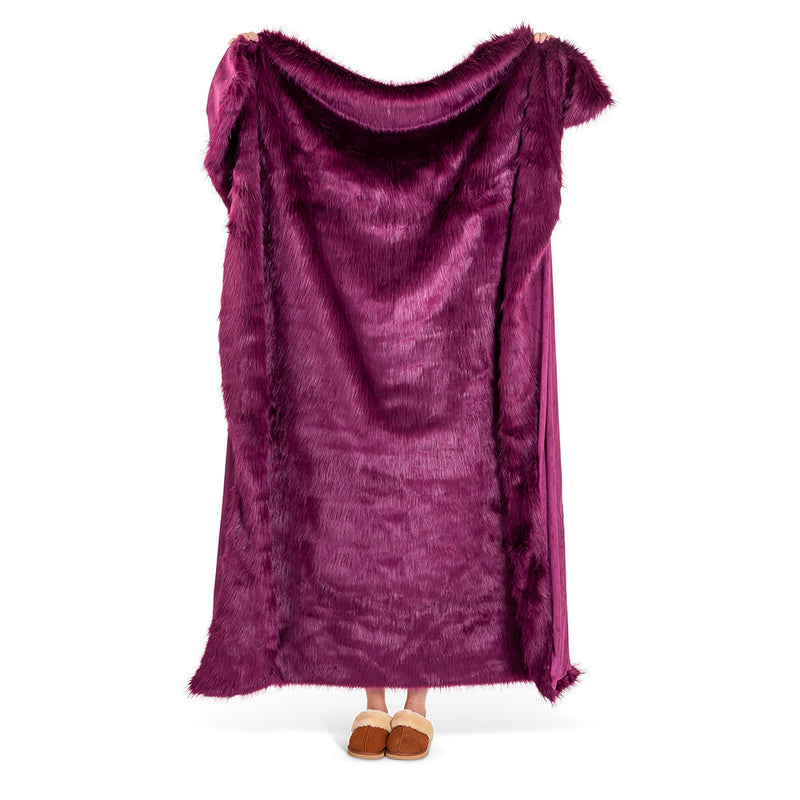 Sabrina Spikey Faux Fur Throw - Mulberry Purple