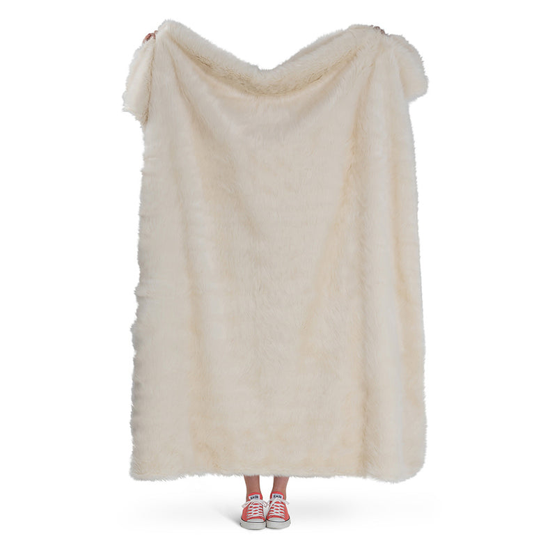 Sabrina Spikey Faux Fur Throw - Beige