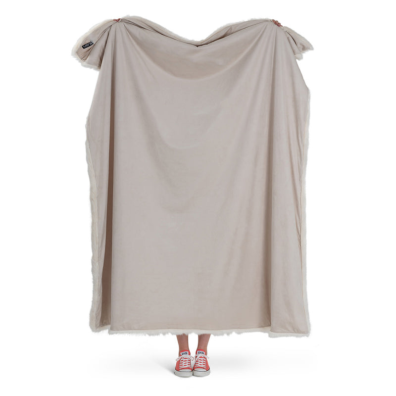 Sabrina Spikey Faux Fur Throw - Beige