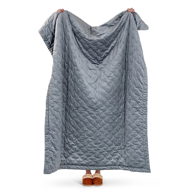Rosa Quilted Velvet Throw - Grey