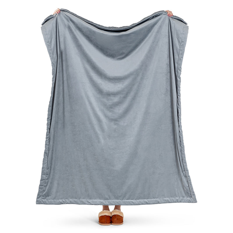 Rosa Quilted Velvet Throw - Grey