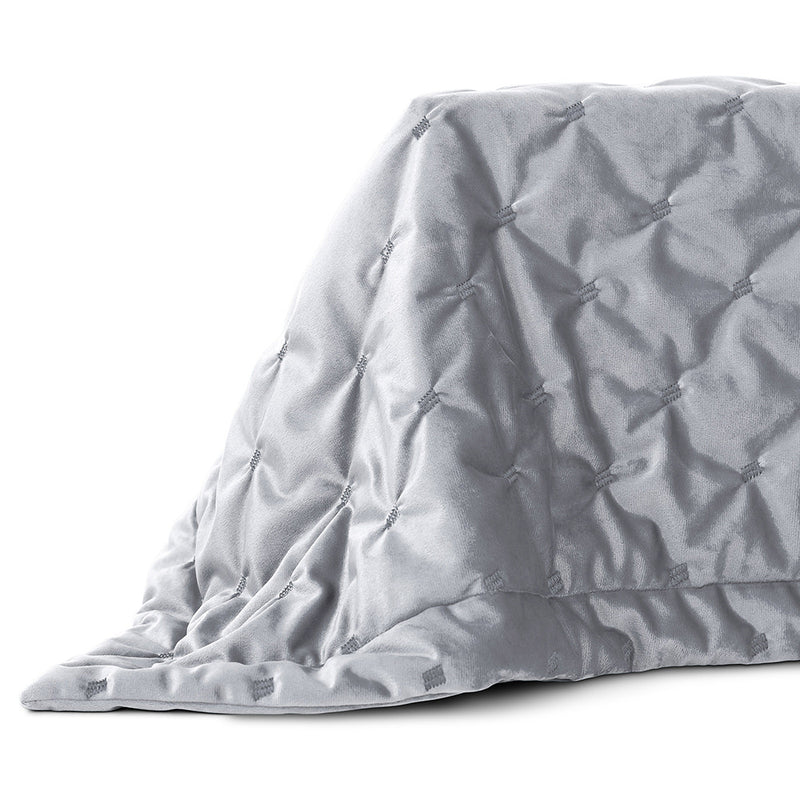 Rosa Quilted Velvet Throw - Grey