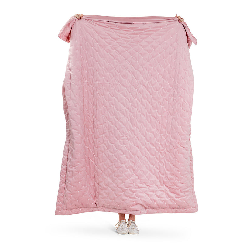 Rosa Quilted Velvet Throw - Rose Dust Pink