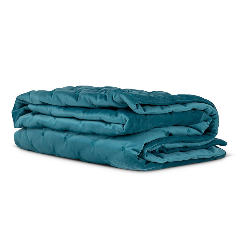Rosa Quilted Velvet Throw - Teal