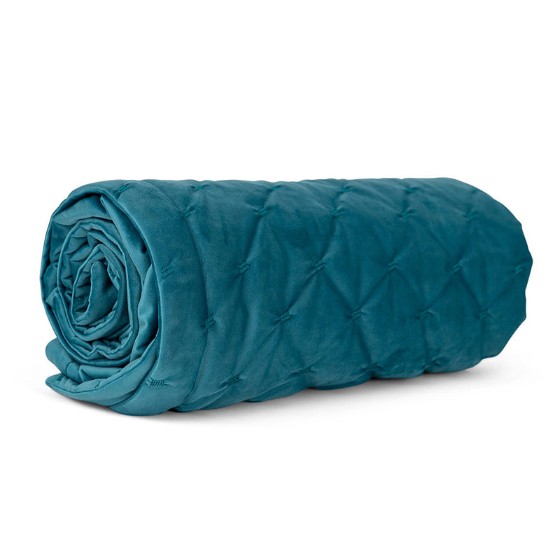 Rosa Quilted Velvet Throw - Teal