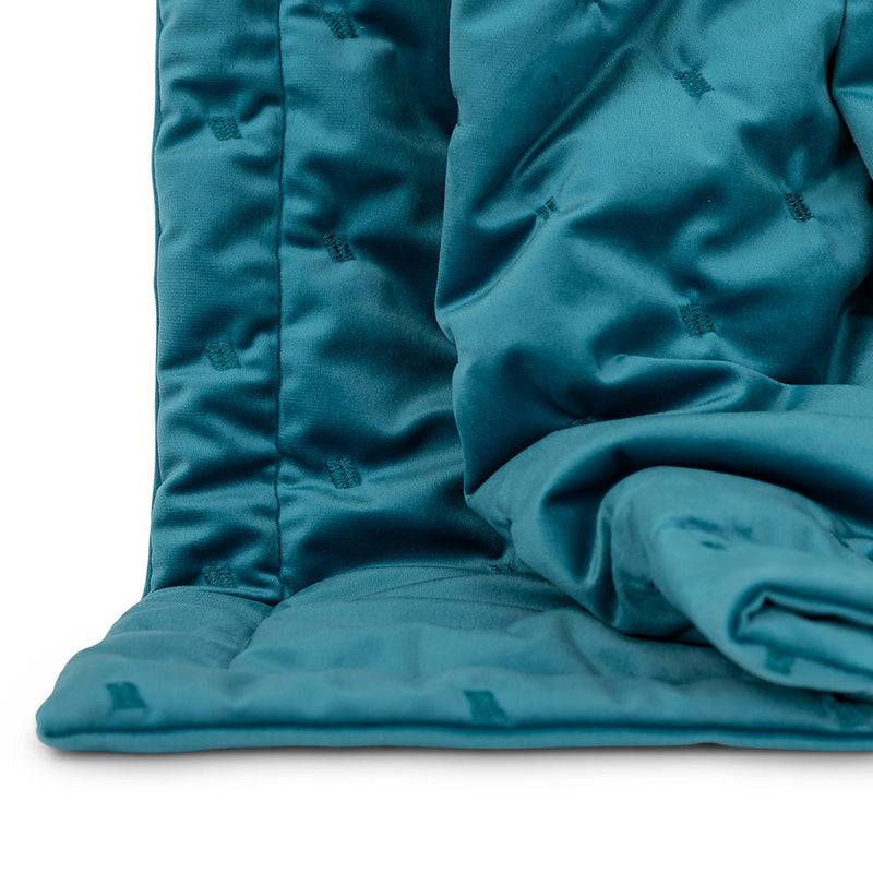 Rosa Quilted Velvet Throw - Teal